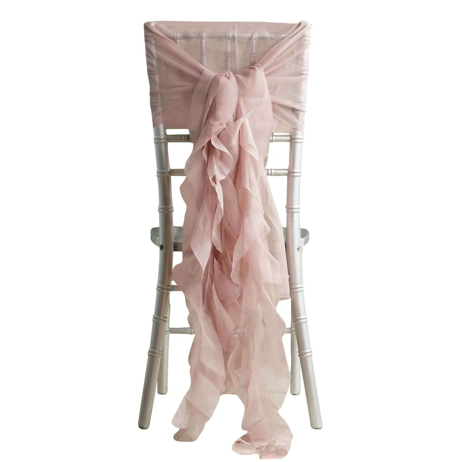 1 Set Dusty Rose Chiffon Hoods With Ruffles Willow Chair Sashes