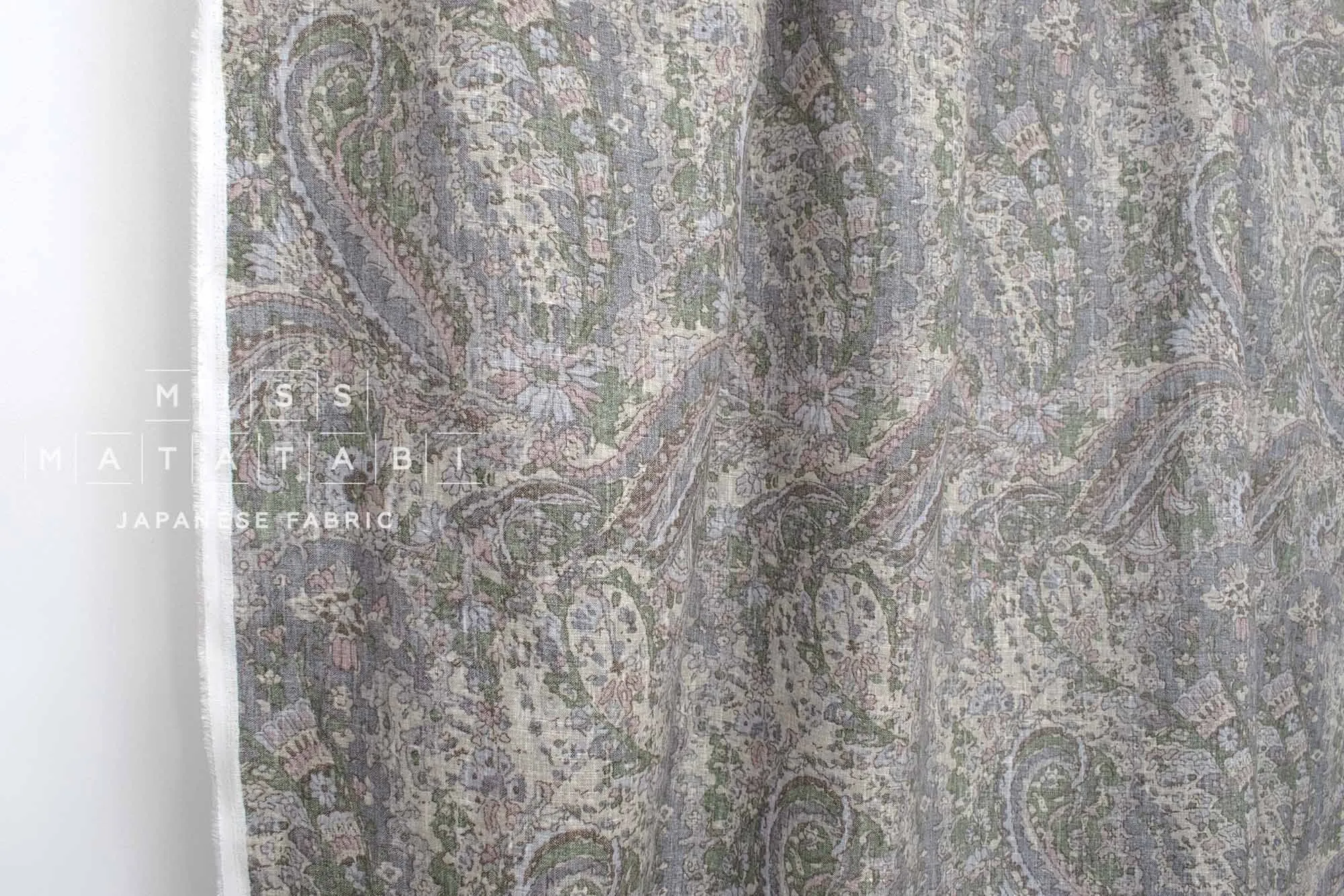 100% Linen Paisley - D