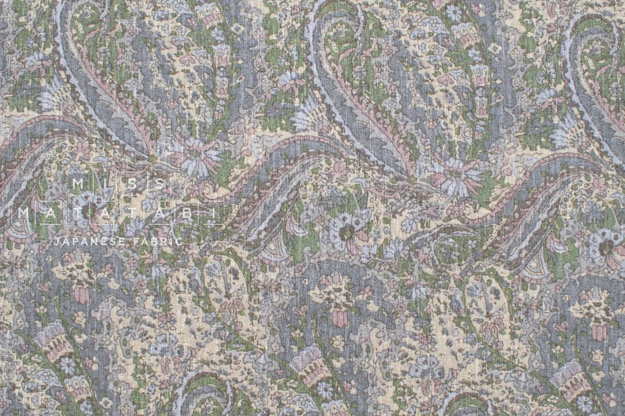 100% Linen Paisley - D