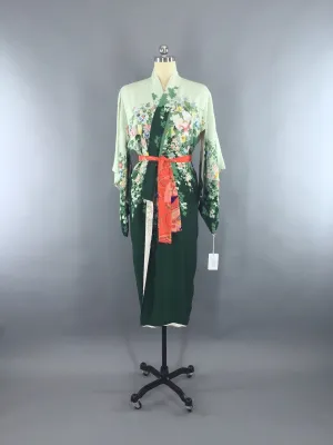 1930s Vintage Kimono Robe / Reversible Green & Pink