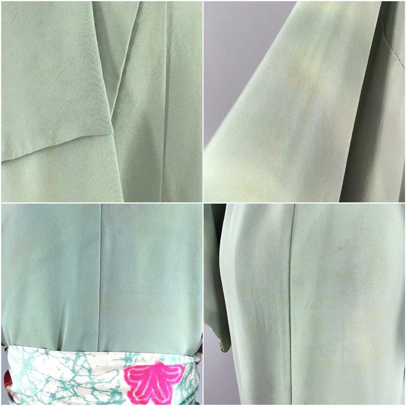 1960s Vintage Kimono Robe / Abstract Green