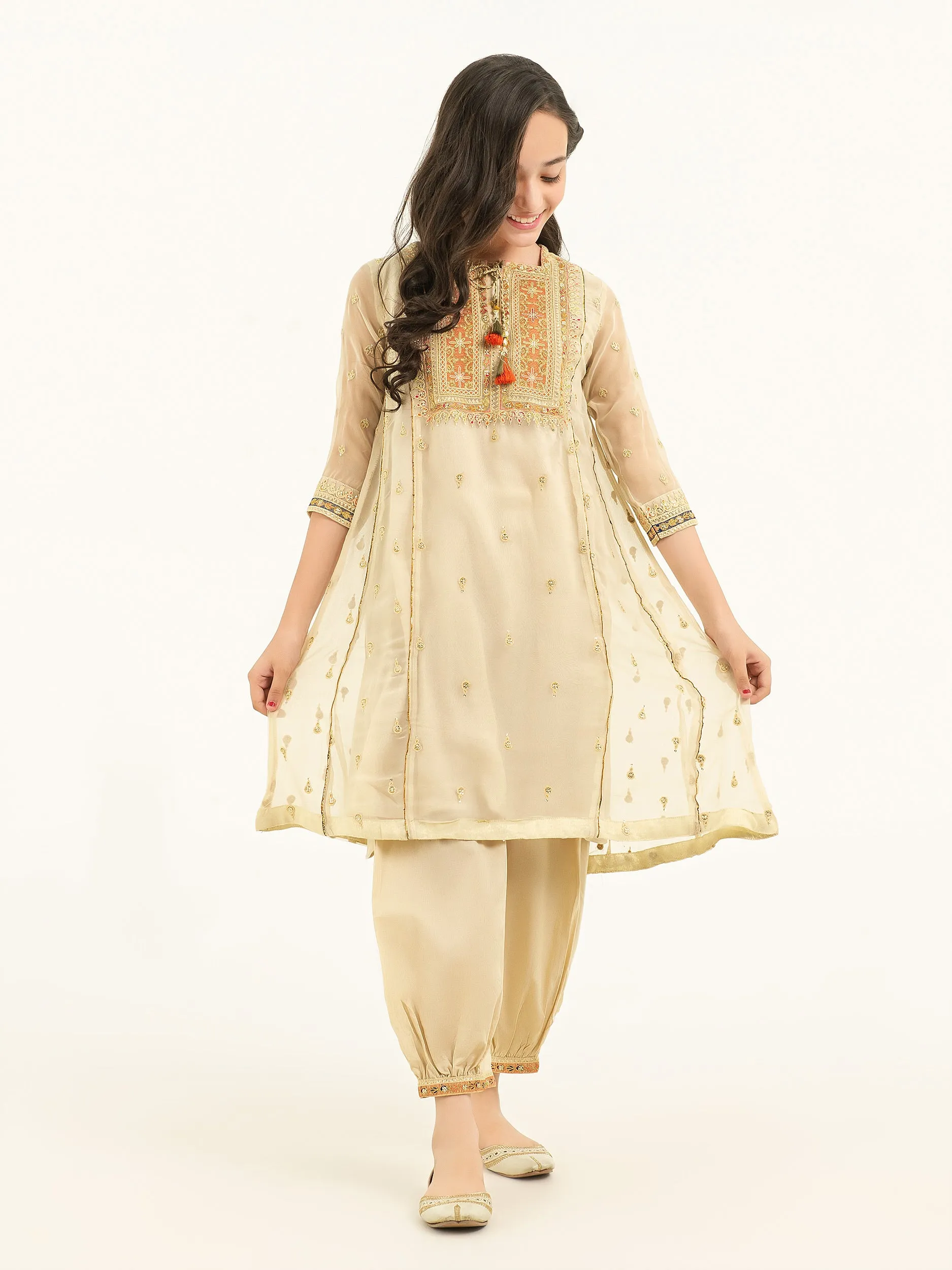 2 Piece Chiffon Suit-Embroidered (Pret)