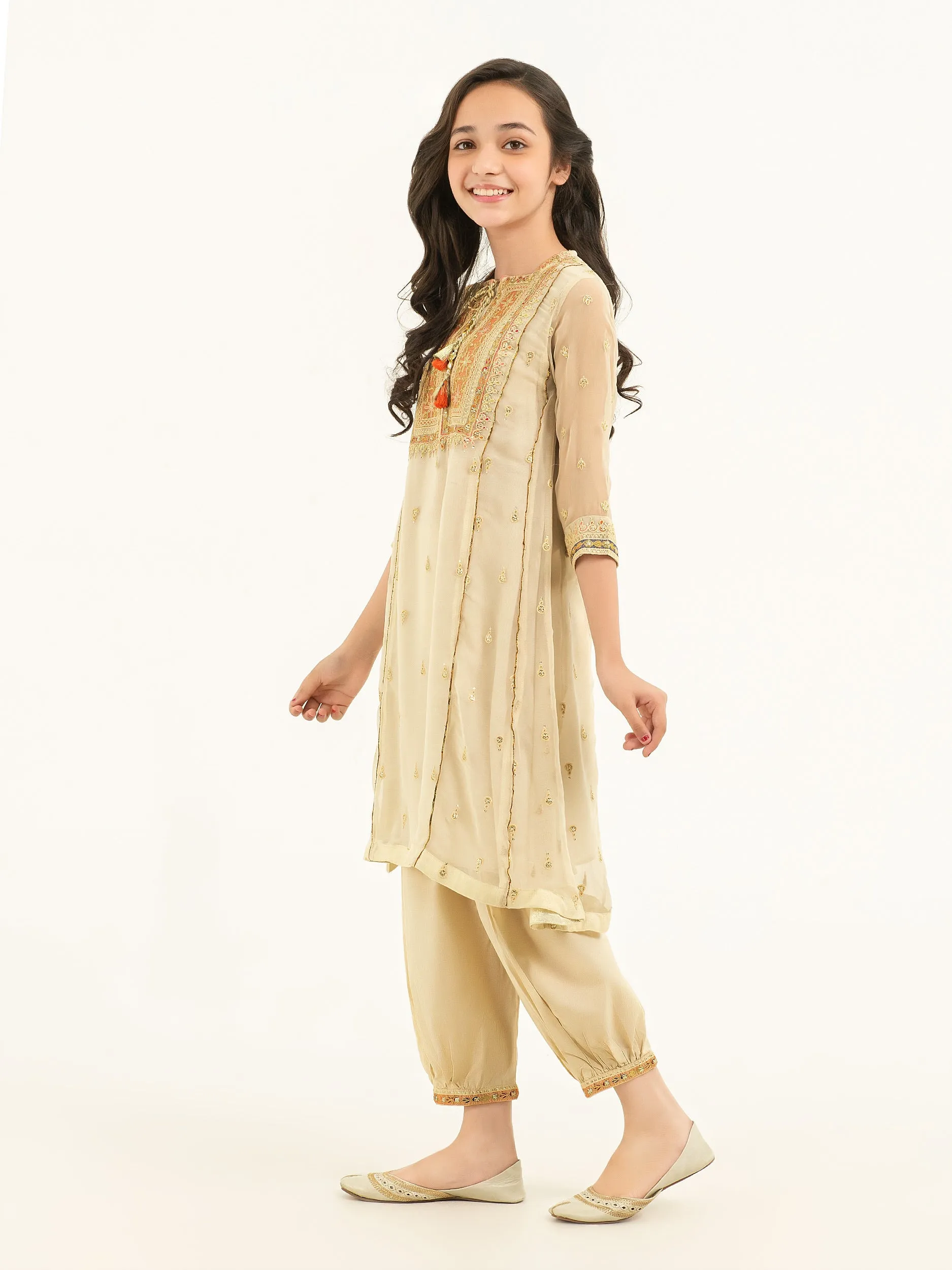 2 Piece Chiffon Suit-Embroidered (Pret)