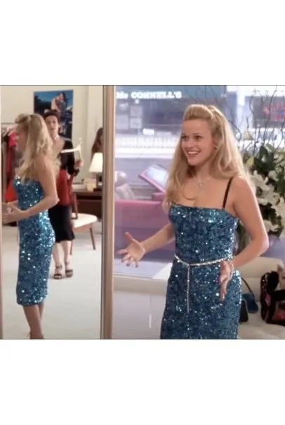 2000 Dolce & Gabbana 'Legally Blonde' Blue Sequin Bodycon Bra Mini Dress