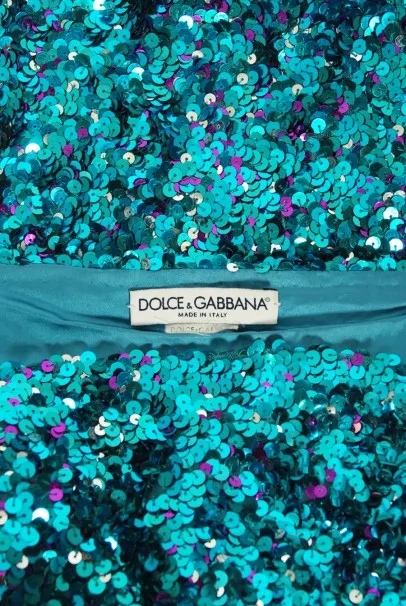 2000 Dolce & Gabbana 'Legally Blonde' Blue Sequin Bodycon Bra Mini Dress