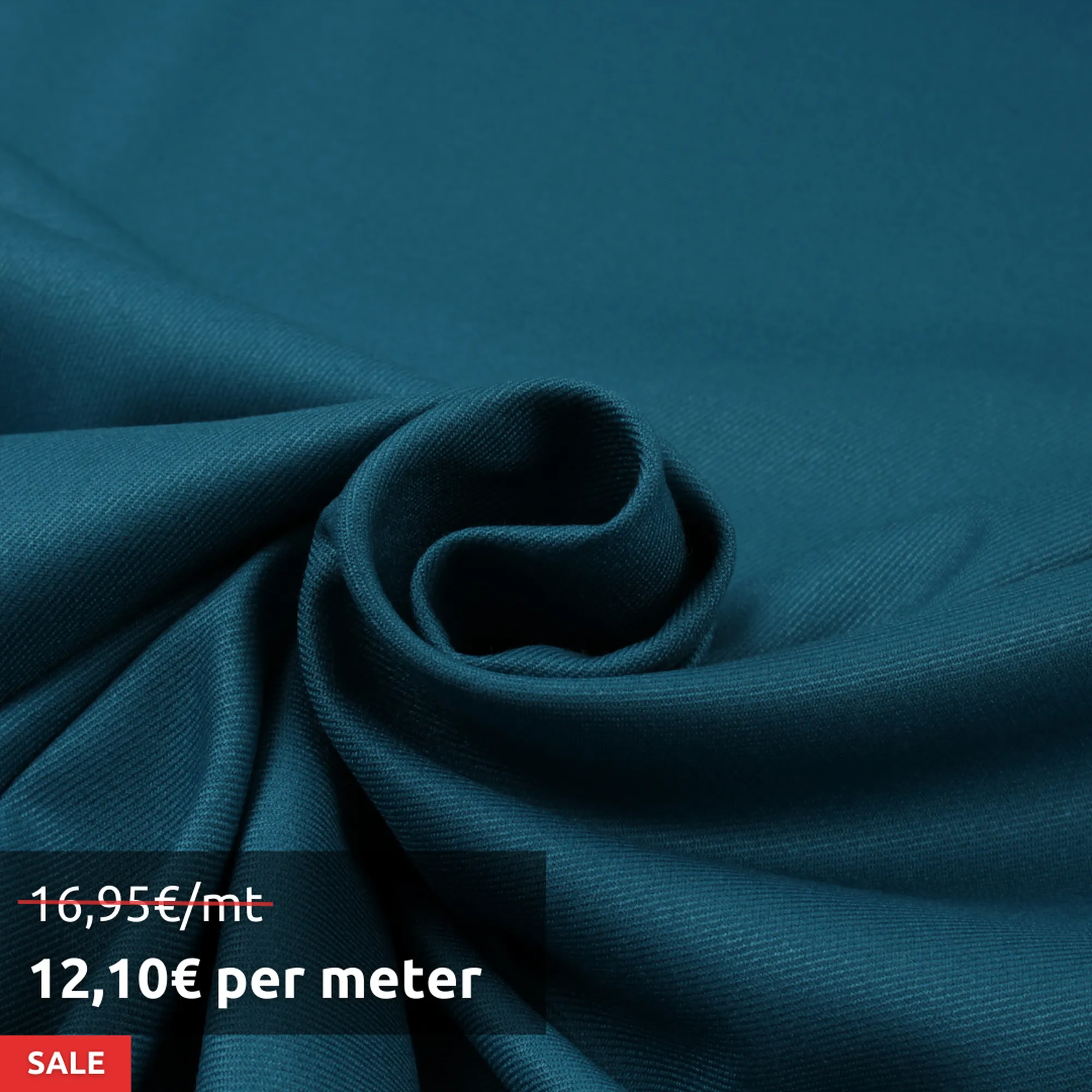 6 Mts Roll - Bamboo Twill for Trousers - Stretch (Petrol Blue) - OFFER: 12,10€/MT