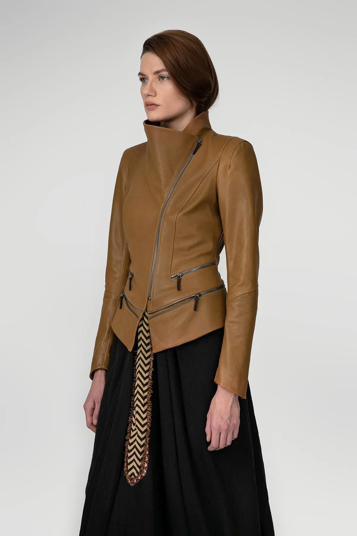 Alice - Camel Leather Jacket