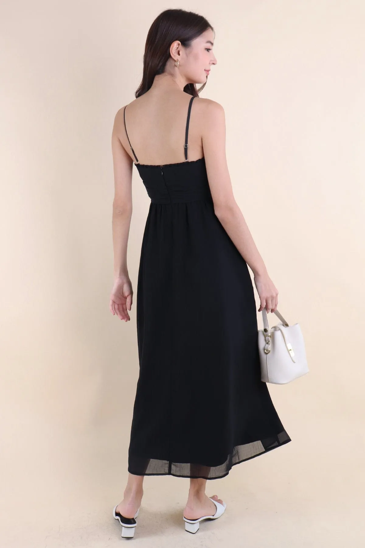 ANNELISE RUCHED MAXI DRESS IN BLACK