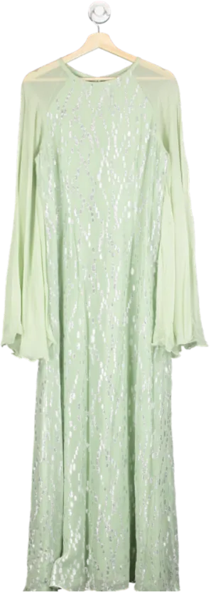 Anthropologie Payal Jain Mint Green Sequin Embellished Maxi Dress Size 14