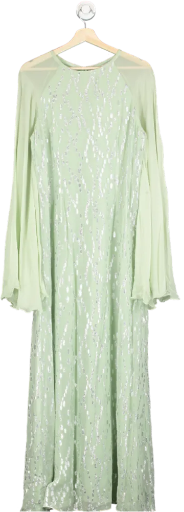 Anthropologie Payal Jain Mint Green Sequin Embellished Maxi Dress Size 14