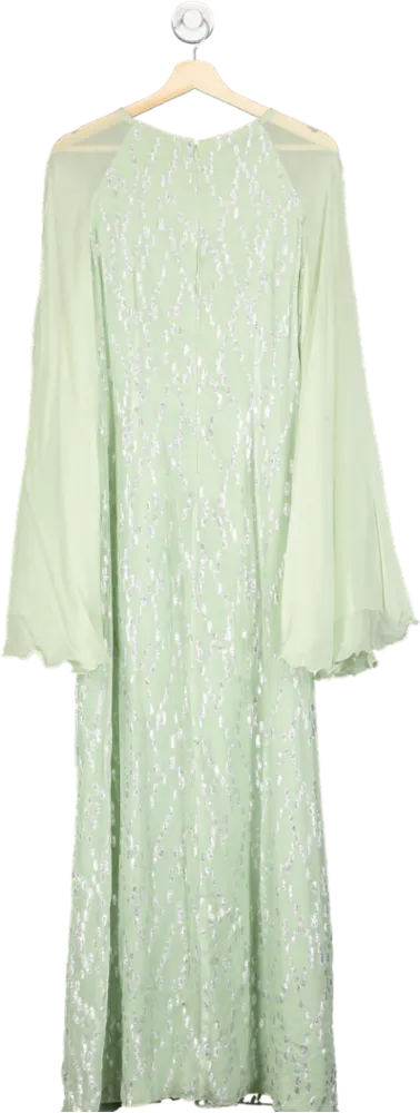 Anthropologie Payal Jain Mint Green Sequin Embellished Maxi Dress Size 14