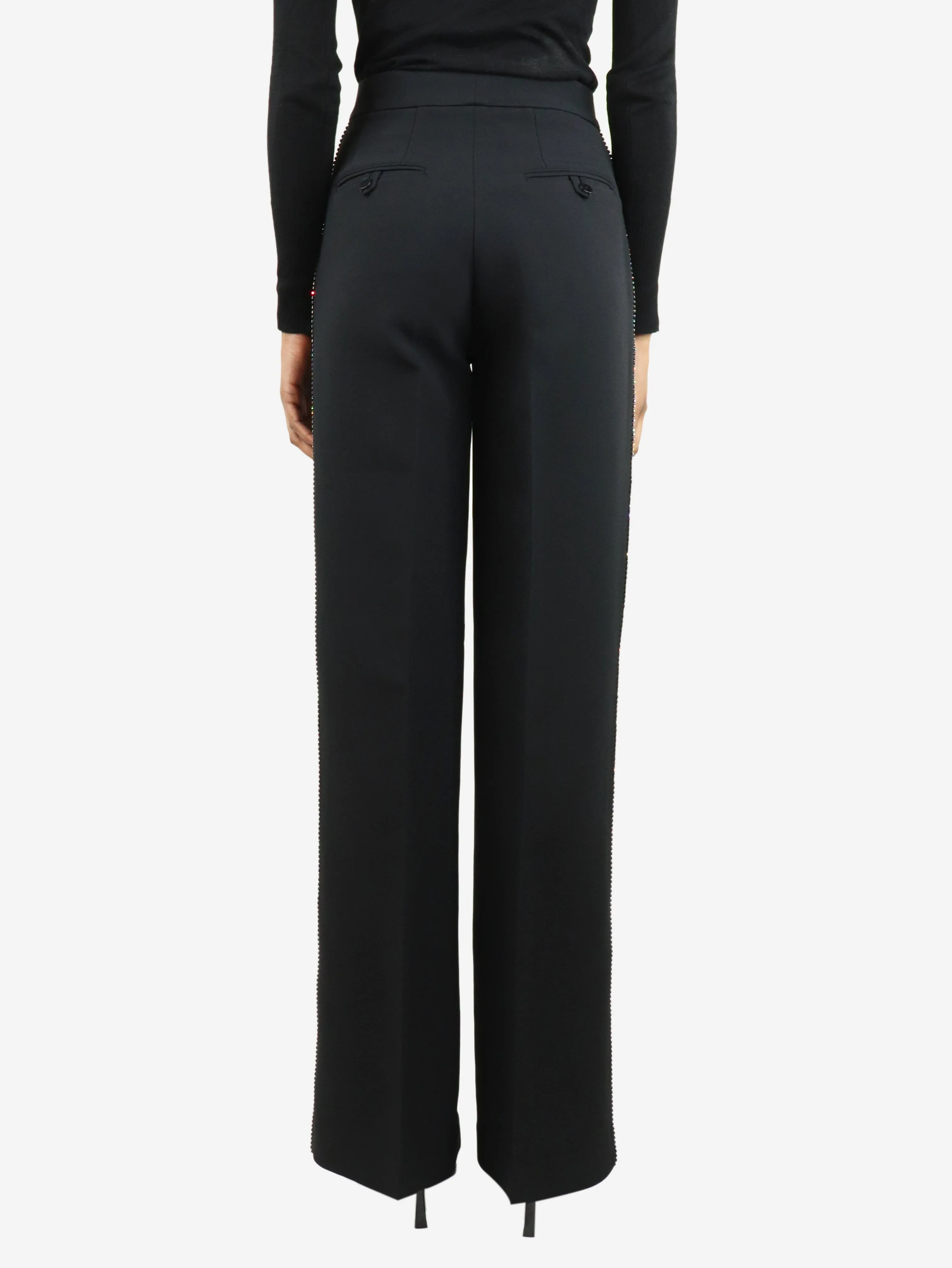 Black embellished tailored trousers - size UK 6