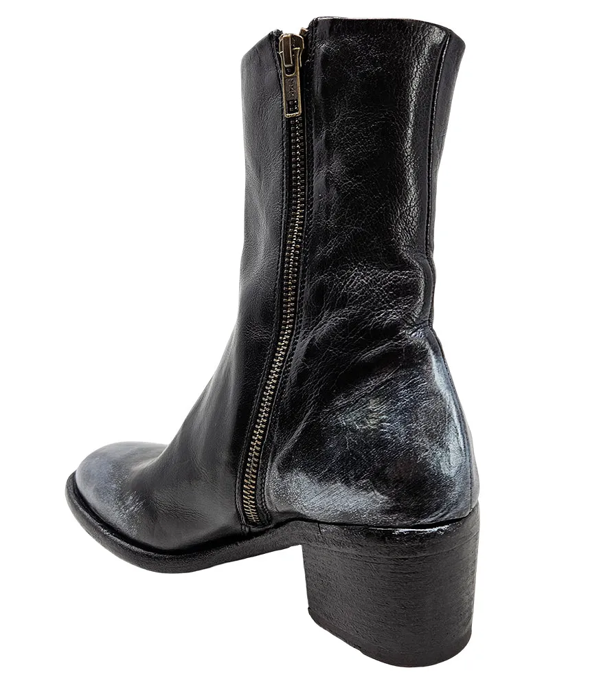 Black Hand Rubbed Ankle Boot