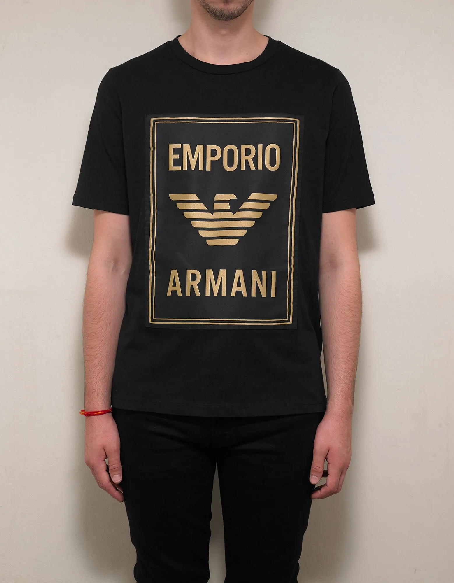 Black T-Shirt with Gold Logo Print