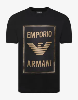 Black T-Shirt with Gold Logo Print