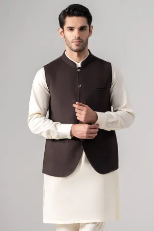 Blended Woolen Waistcoat - PREMIUM COLLECTION DARK BROWN