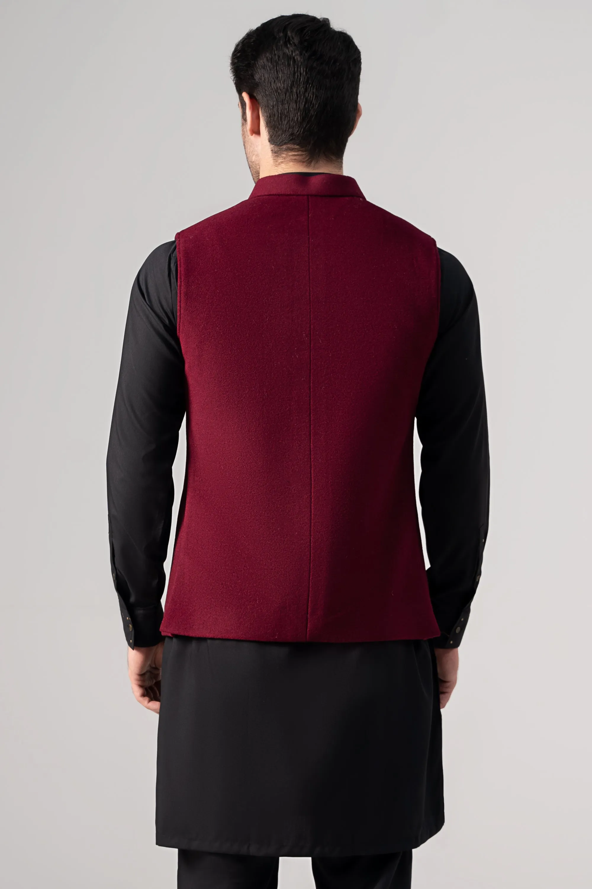 Blended Woolen Waistcoat - PREMIUM COLLECTION MAROON