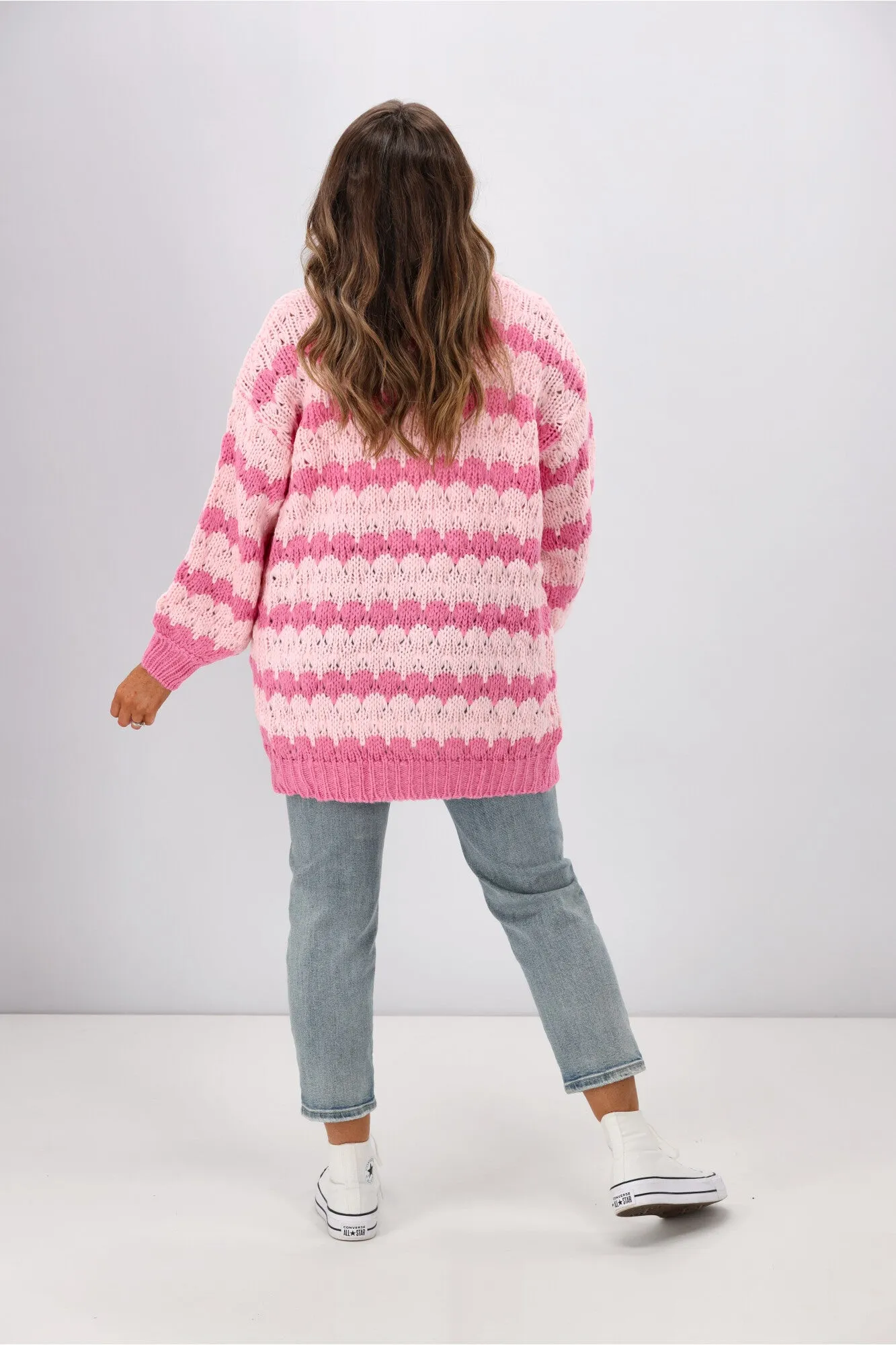 Boho Australia Chloe Cardigan Pink Stripe