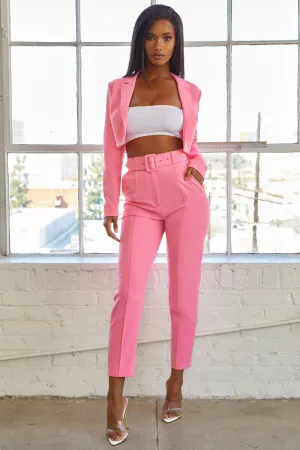 Bossy Cropped Blazer in Candy Pink