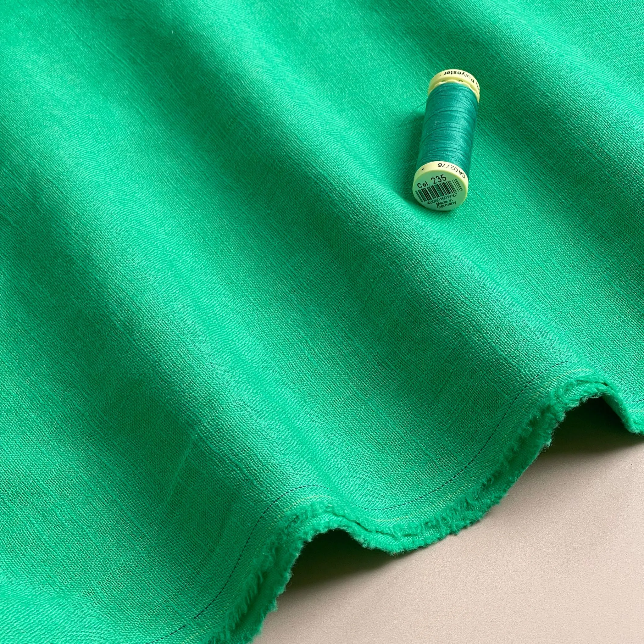 Breeze Deep Mint - Enzyme Washed Linen Cotton Fabric