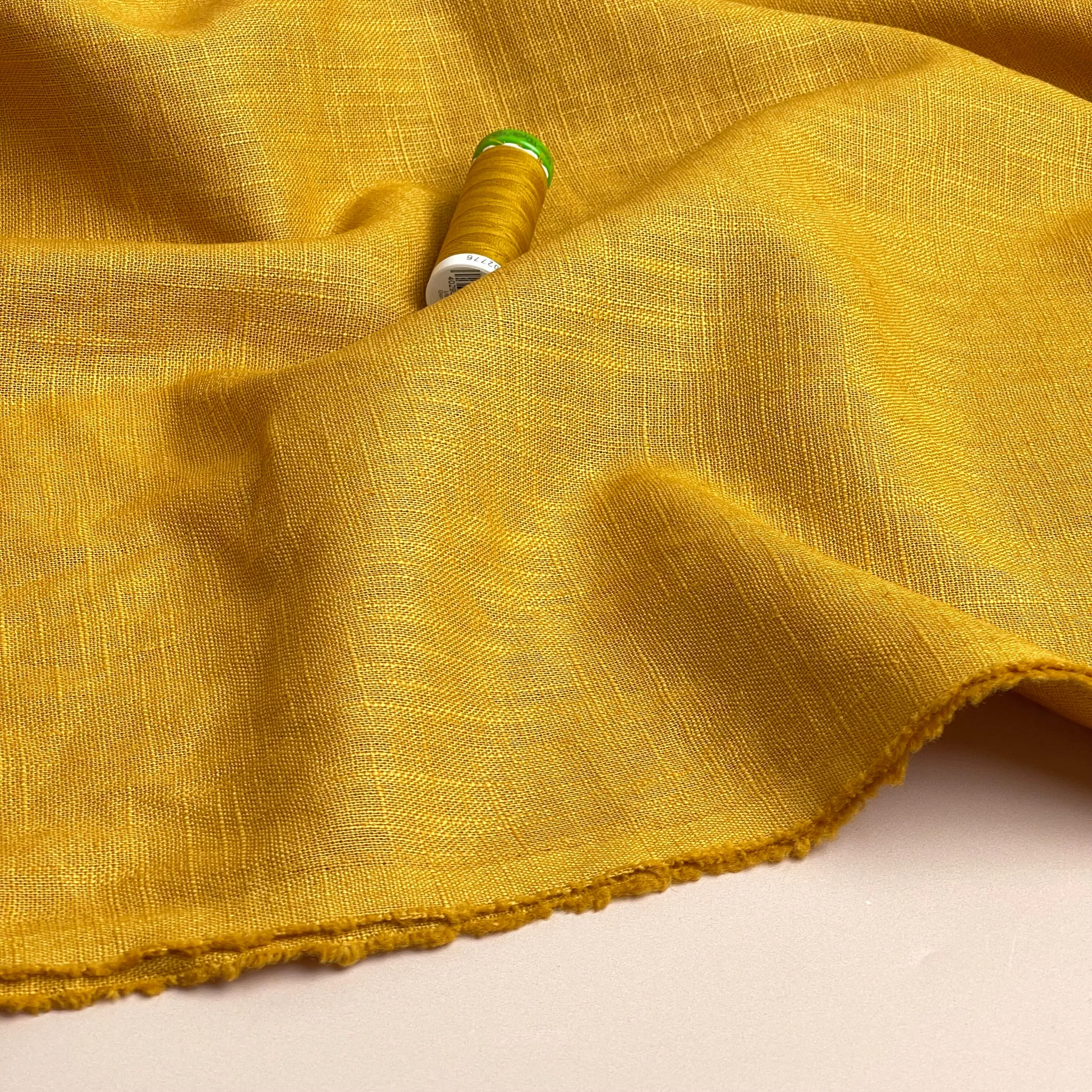 Breeze Ochre - Enzyme Washed Linen Cotton Fabric