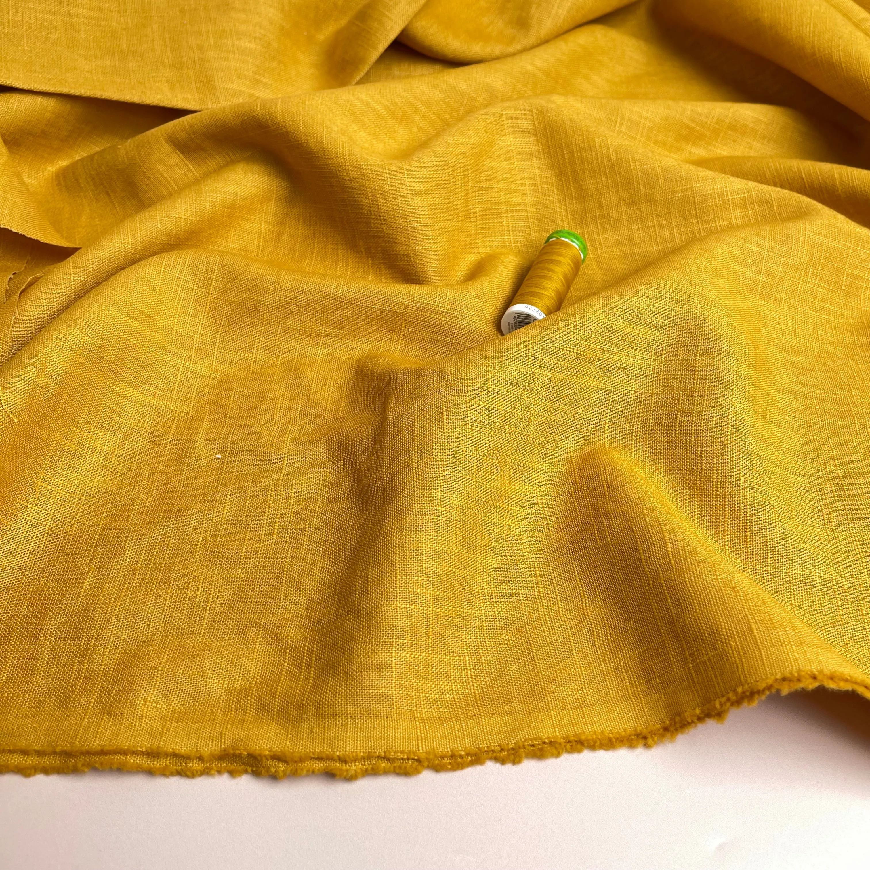 Breeze Ochre - Enzyme Washed Linen Cotton Fabric