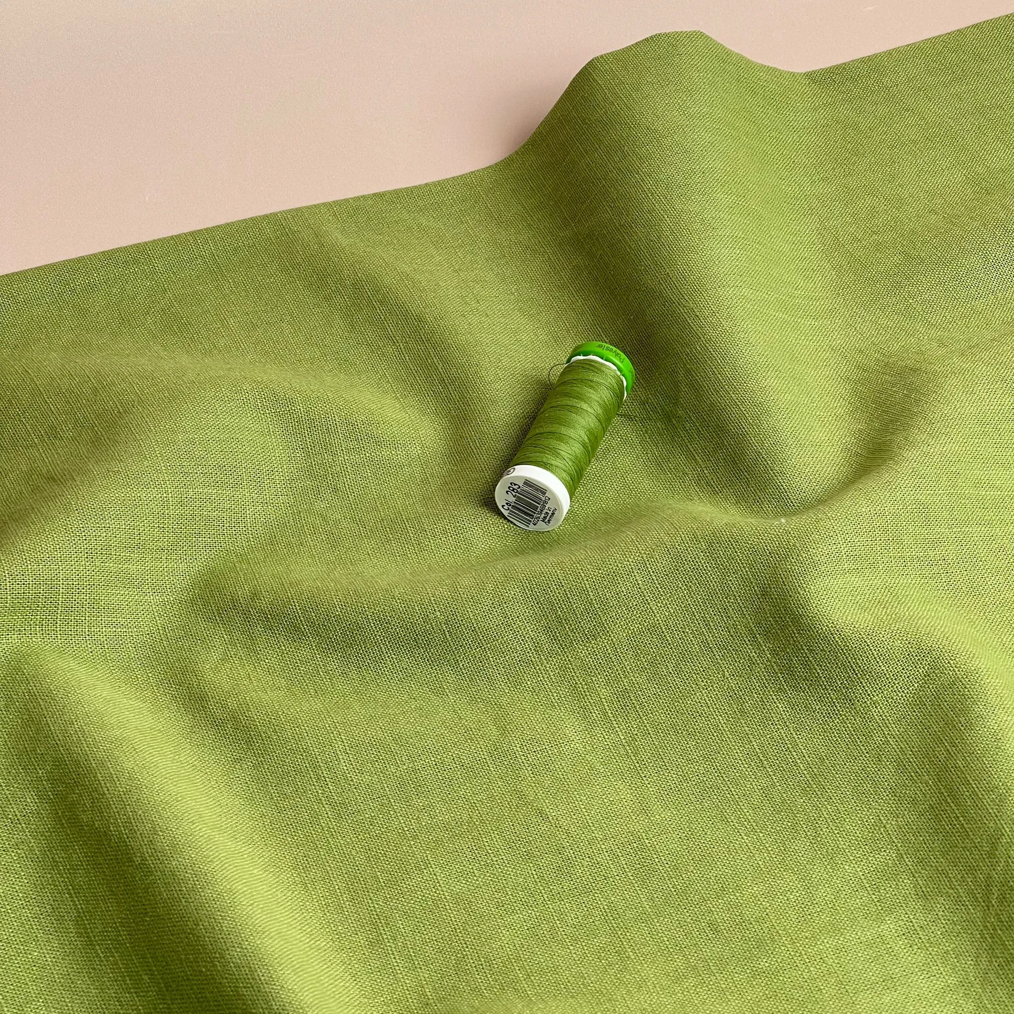 Breeze Pear Green - Enzyme Washed Linen Cotton Fabric