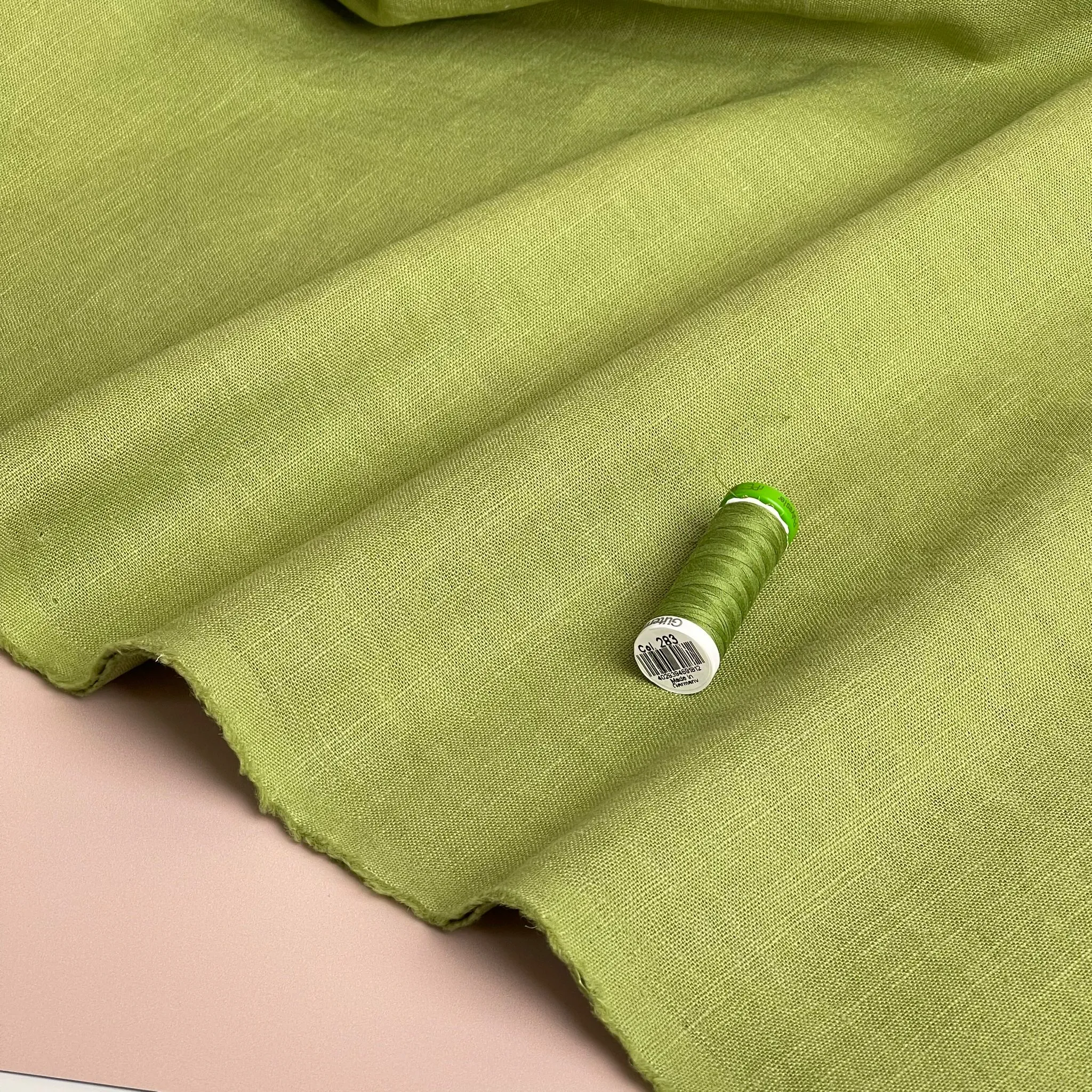 Breeze Pear Green - Enzyme Washed Linen Cotton Fabric