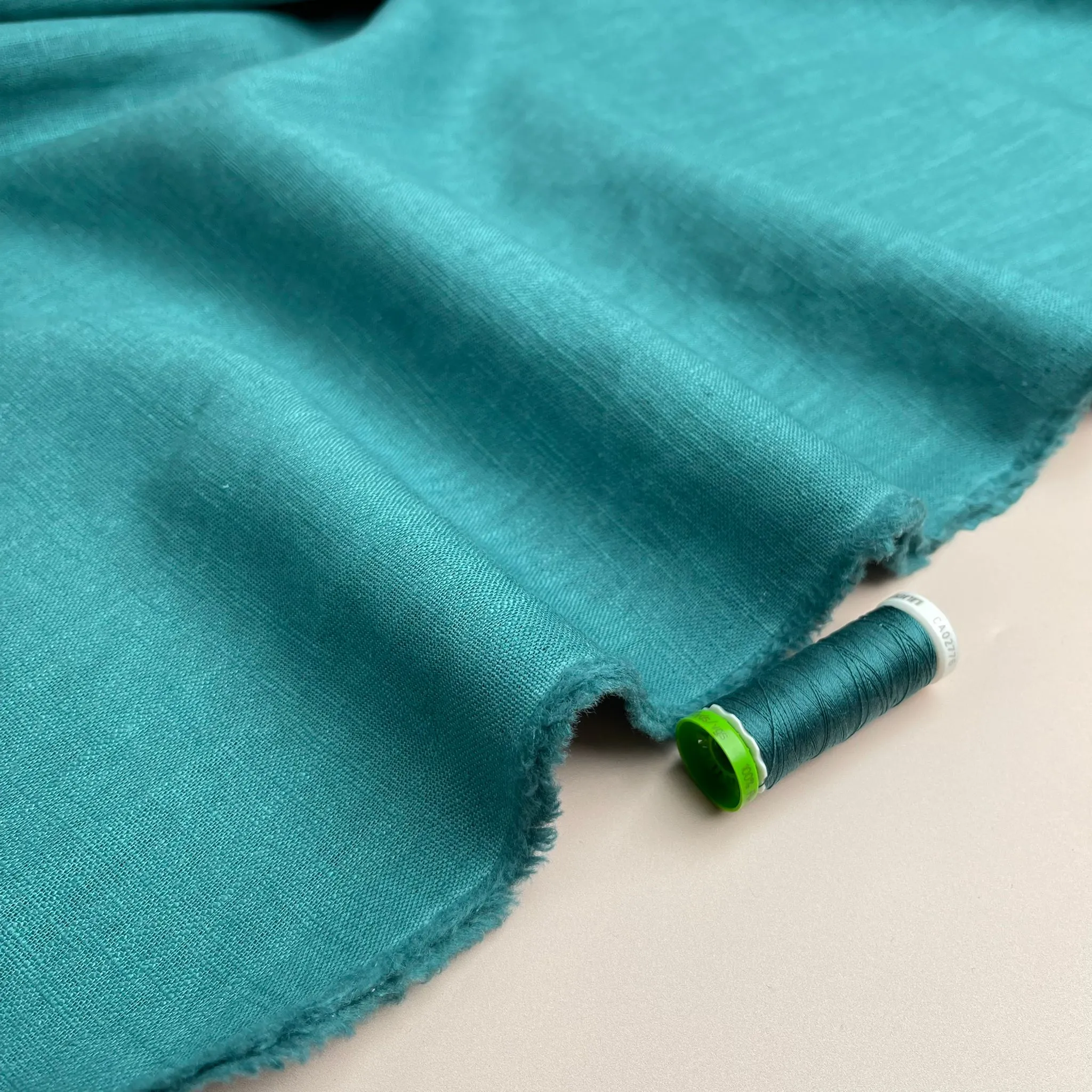 Breeze Teal - Enzyme Washed Pure Linen Fabric