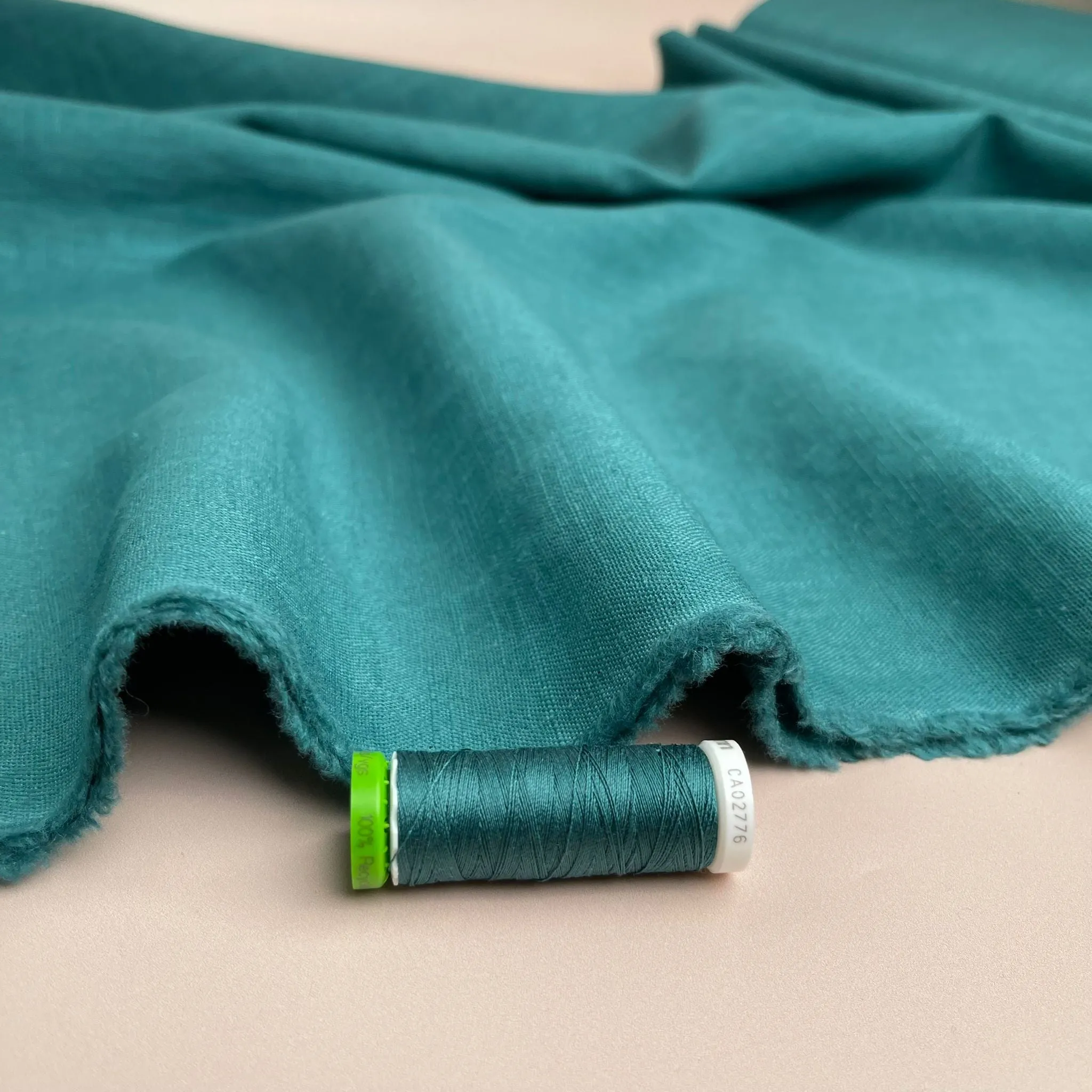 Breeze Teal - Enzyme Washed Pure Linen Fabric