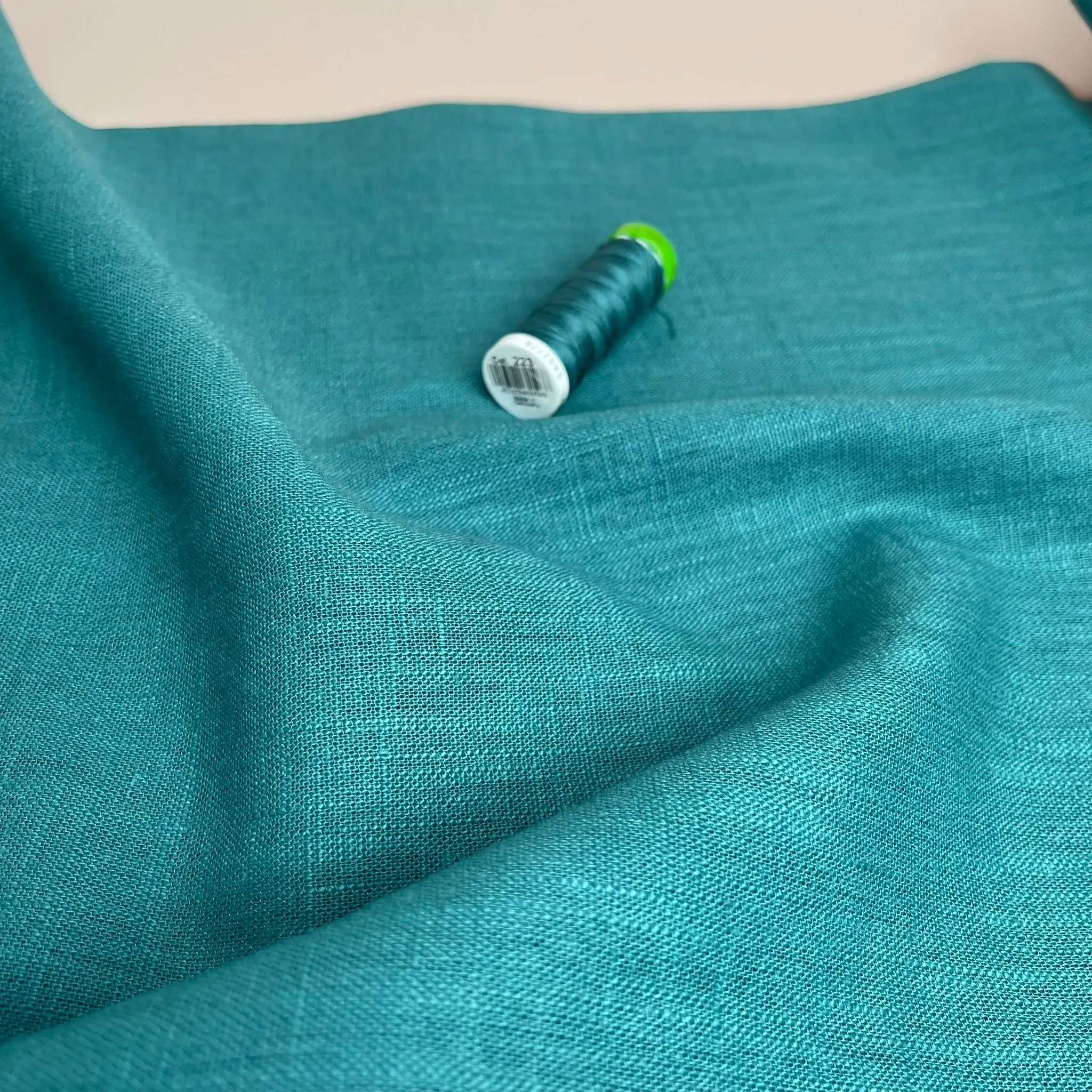 Breeze Teal - Enzyme Washed Pure Linen Fabric