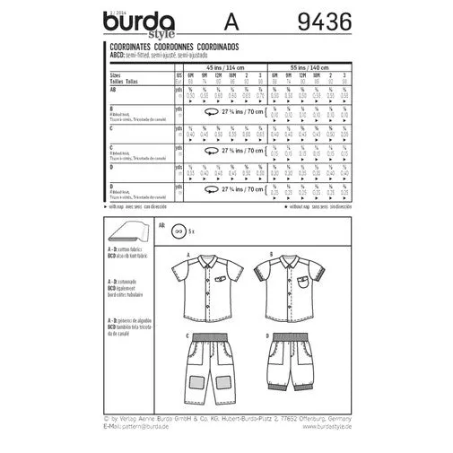 Burda Baby/Child Skirt and Trousers 9436