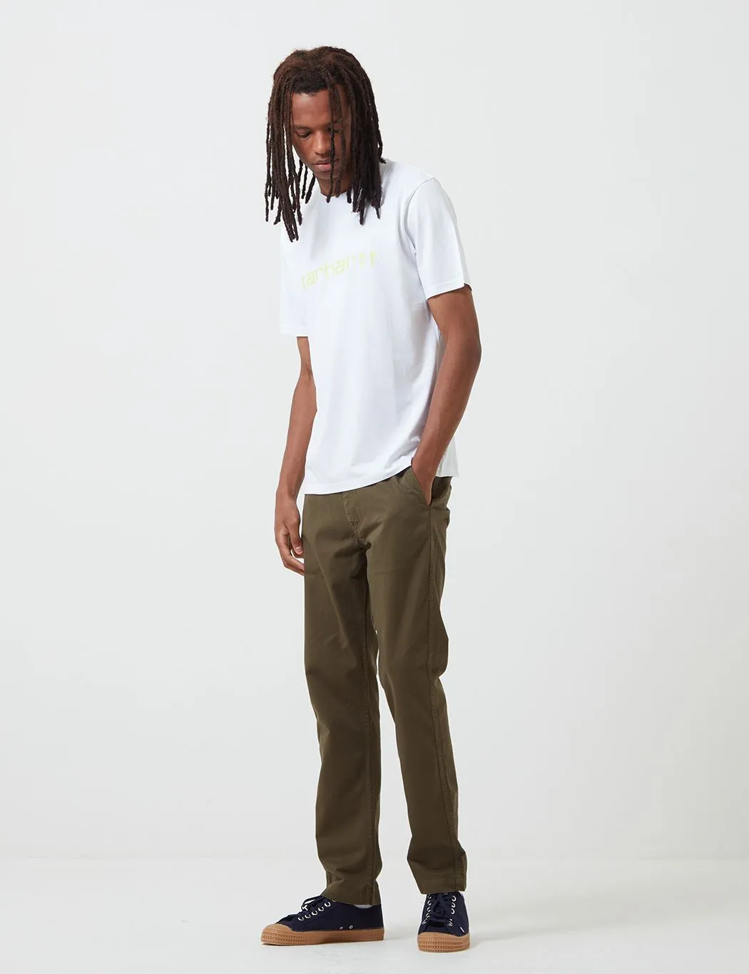 Carhartt-WIP Script T-Shirt - White/Lime