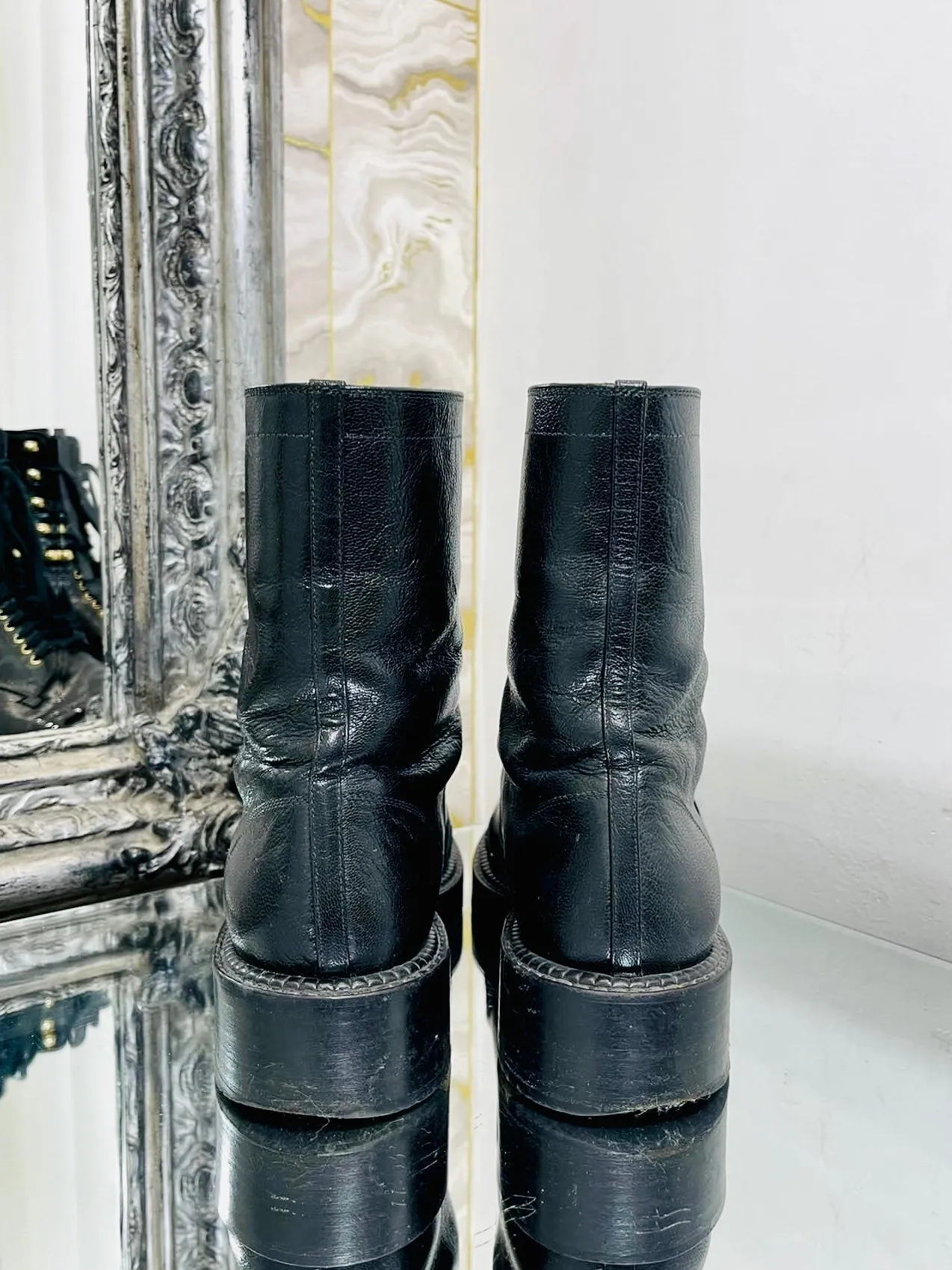 Chanel 'CC' Logo Utah Eagle Ankle Boots. Size 37