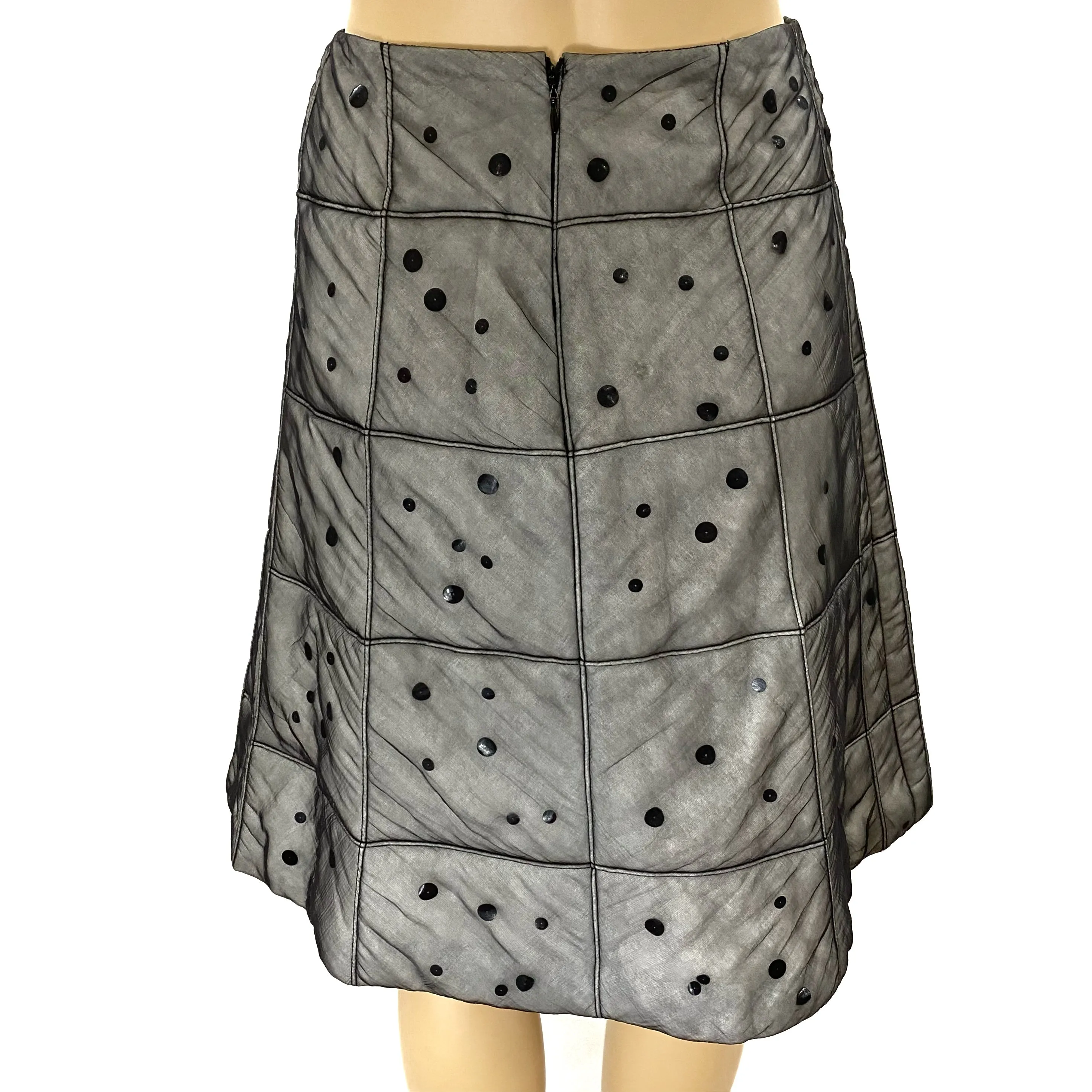 Chanel Identification 00A Gray Quilt Puffer Paillette Sequin Skirt Size 42 | 6