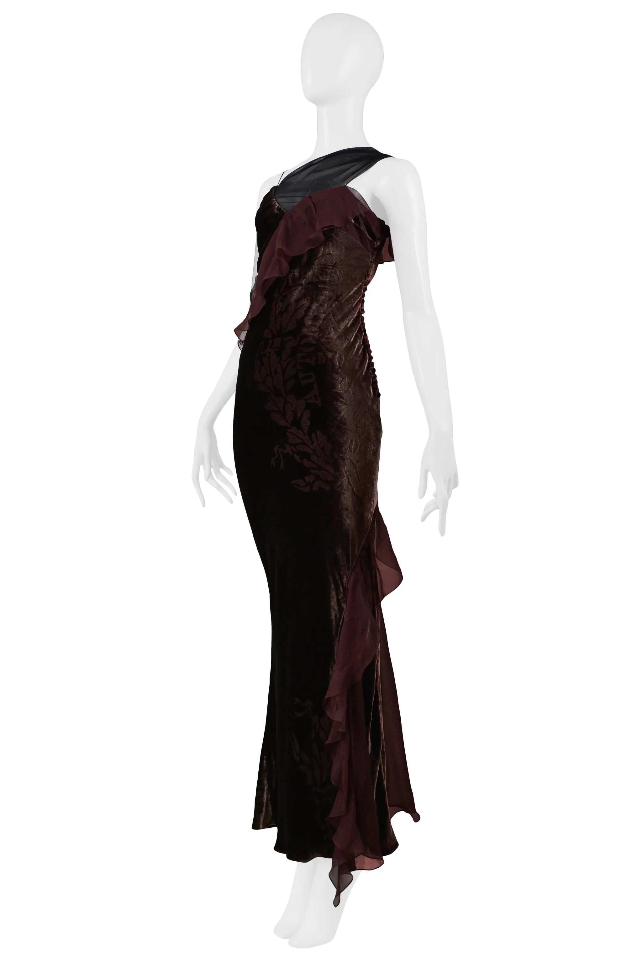 CHRISTIAN DIOR AUBERGINE PURPLE VELVET DEVORE GOWN