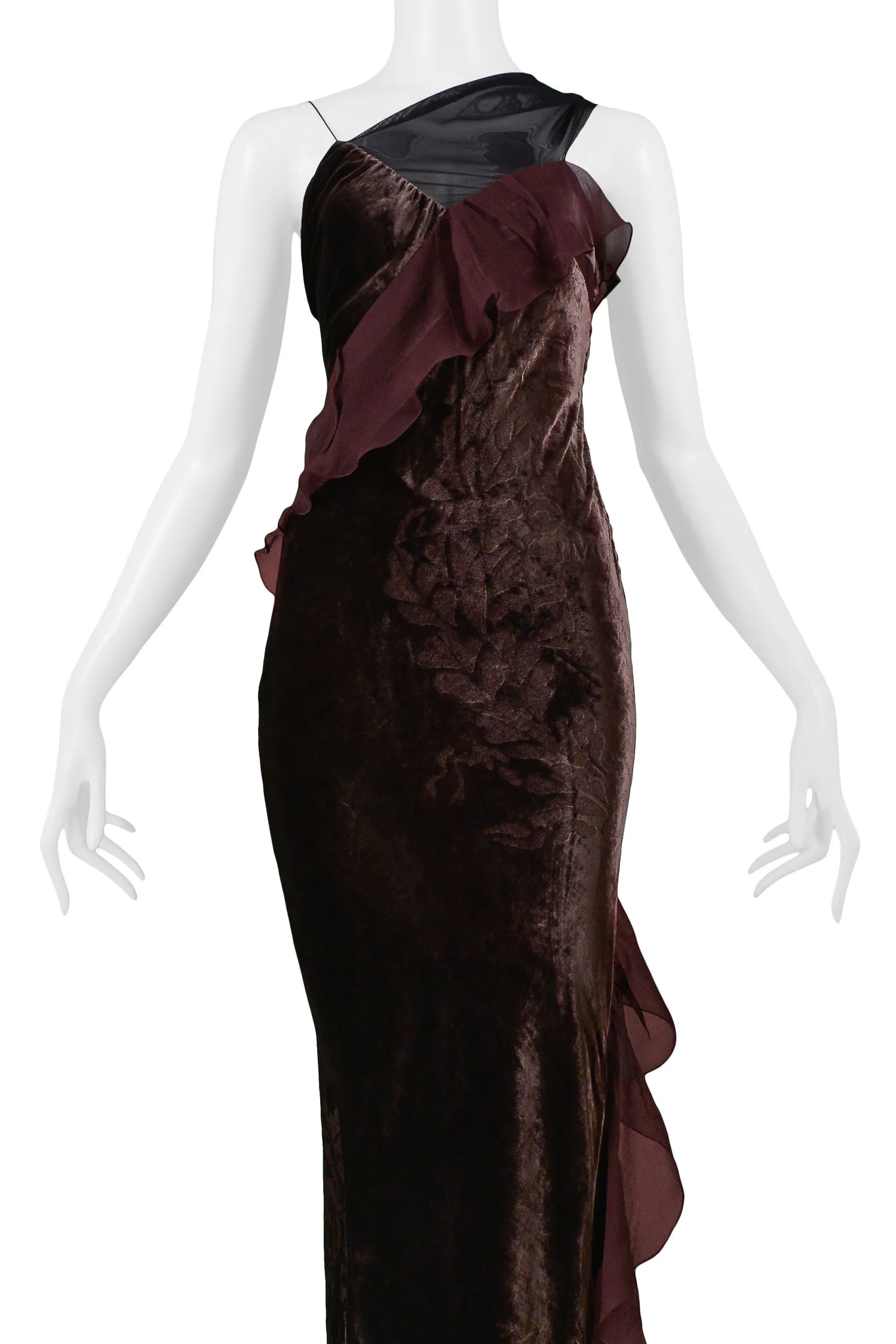 CHRISTIAN DIOR AUBERGINE PURPLE VELVET DEVORE GOWN