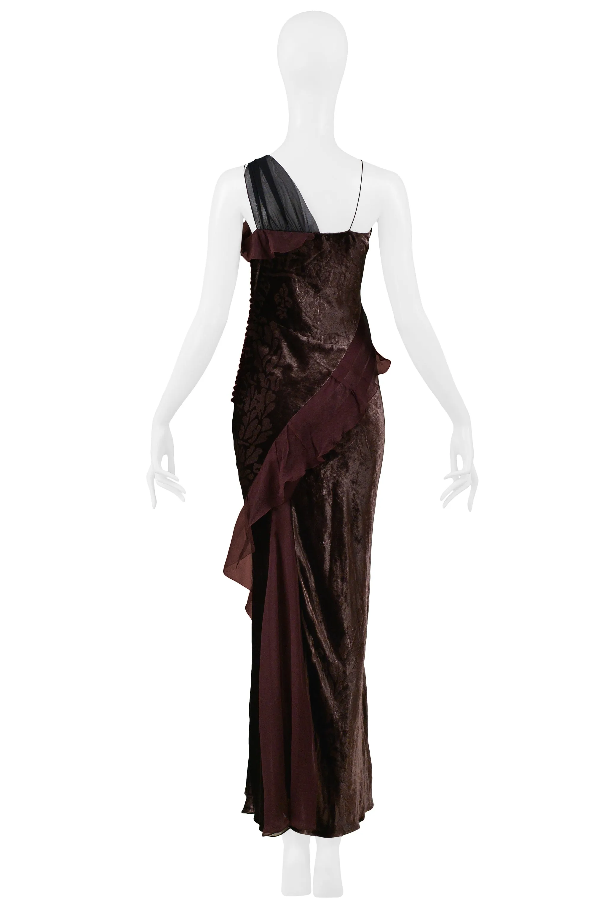 CHRISTIAN DIOR AUBERGINE PURPLE VELVET DEVORE GOWN