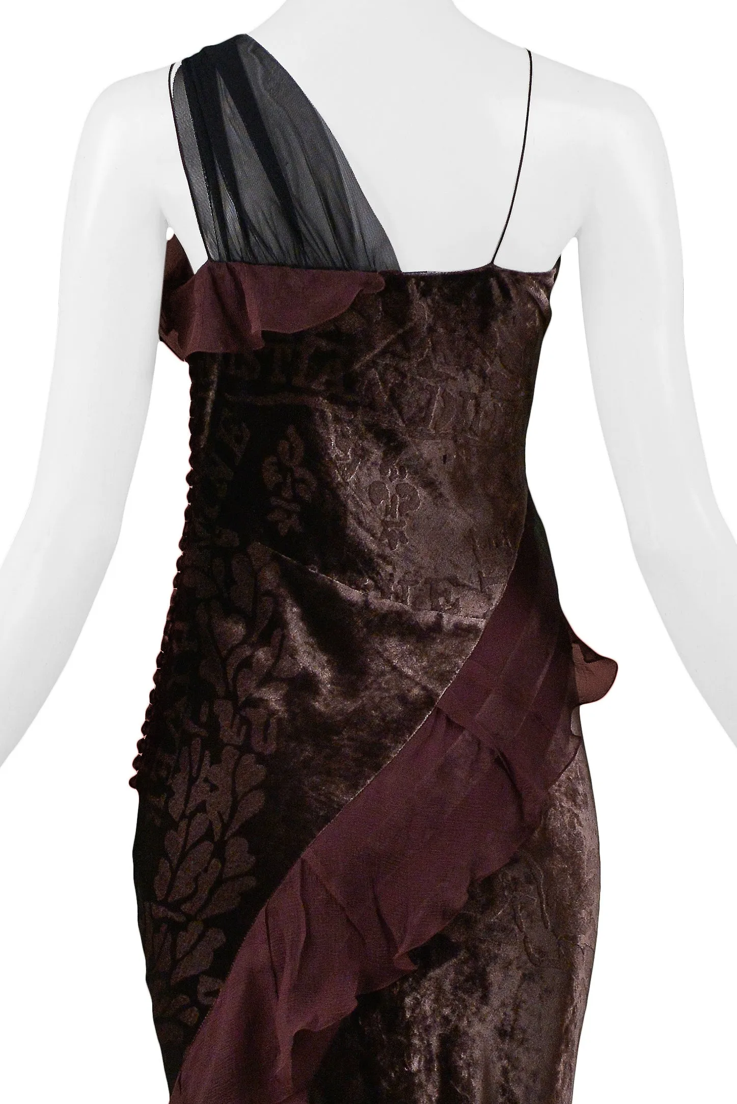 CHRISTIAN DIOR AUBERGINE PURPLE VELVET DEVORE GOWN