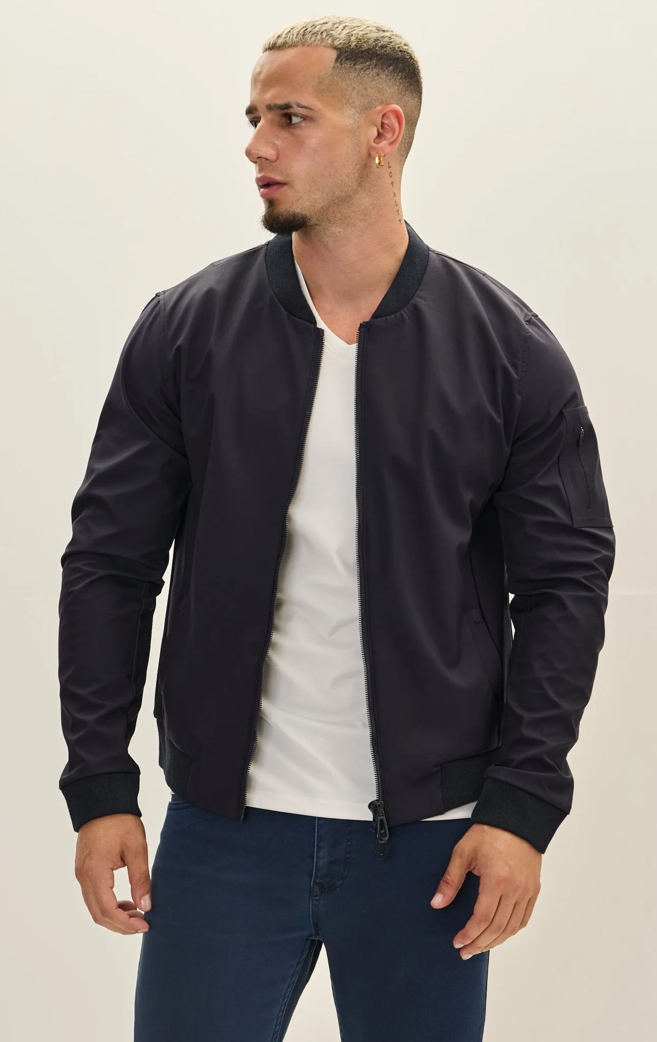 Classic Lightweight Bomber Jacket - Navy