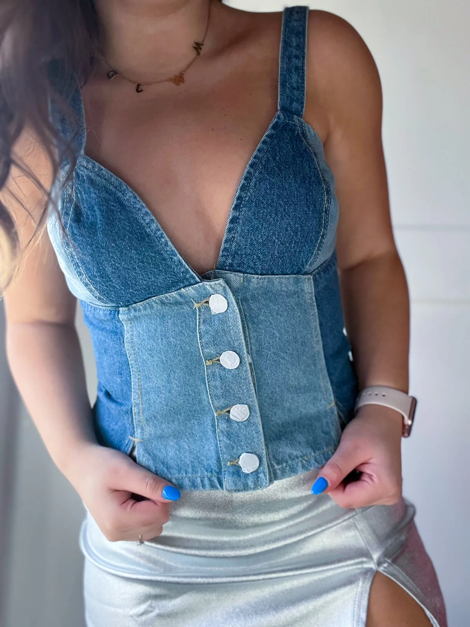 Color Block Button Up Tank