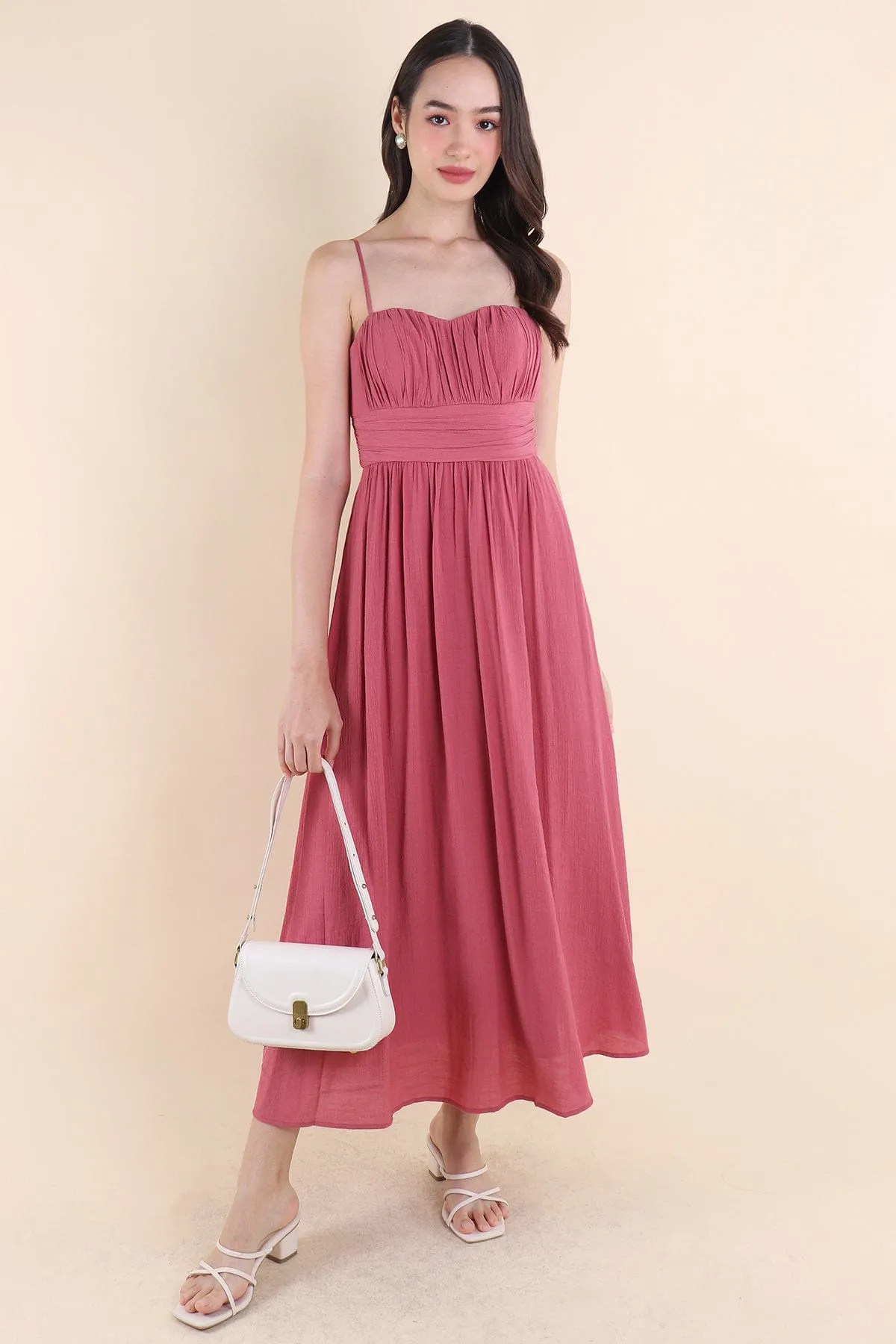 COSTALLO PADDED MAXI DRESS IN ROSE PINK