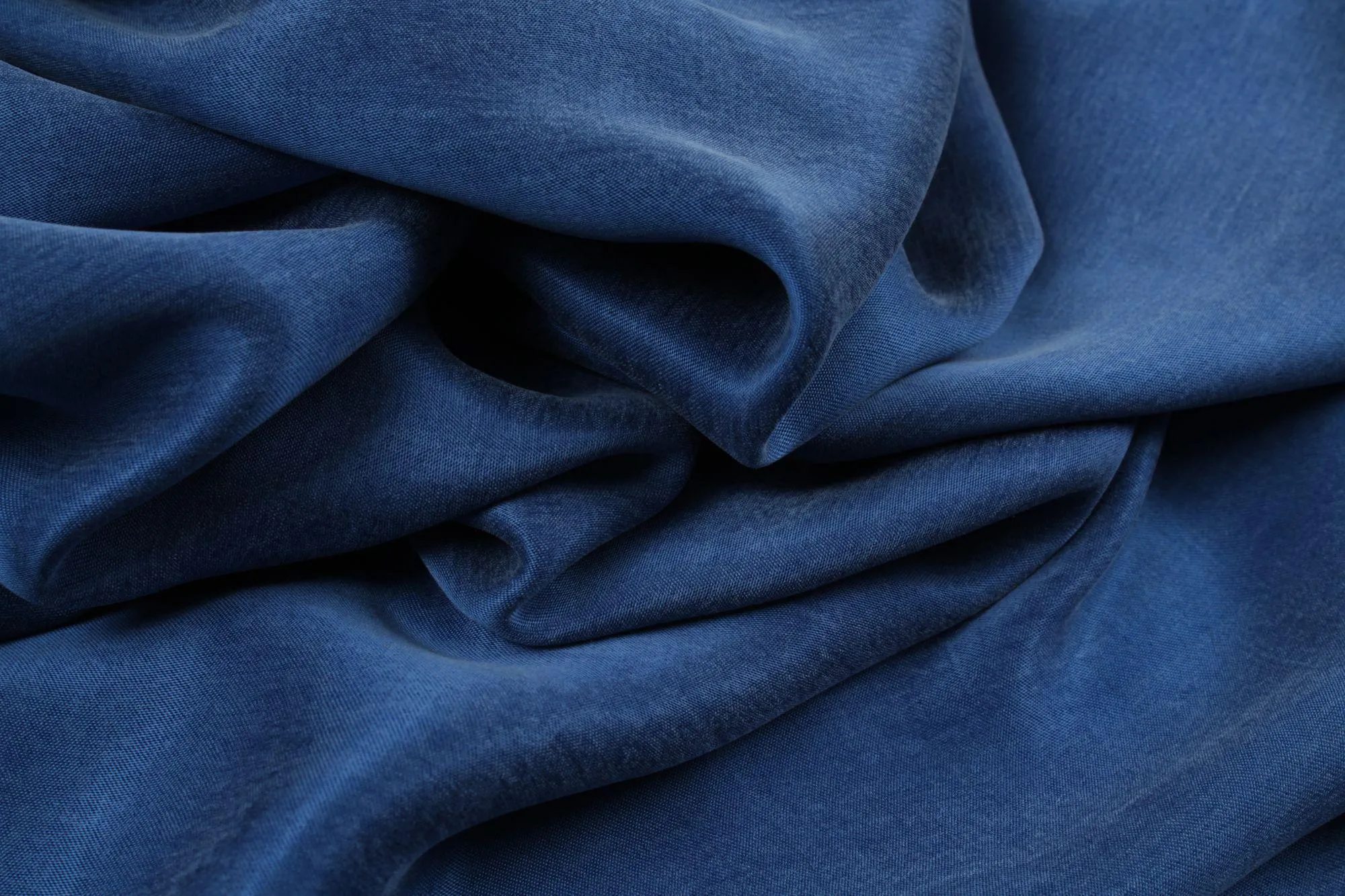 Cupro Viscose Blend Twill, Vegan Certified - AQUA ( 40 Colors)