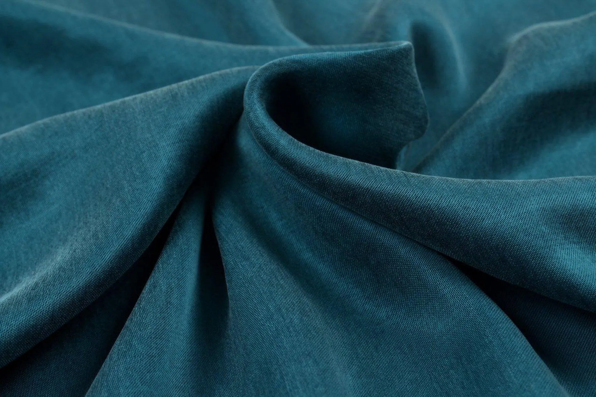 Cupro Viscose Blend Twill, Vegan Certified - AQUA ( 40 Colors)