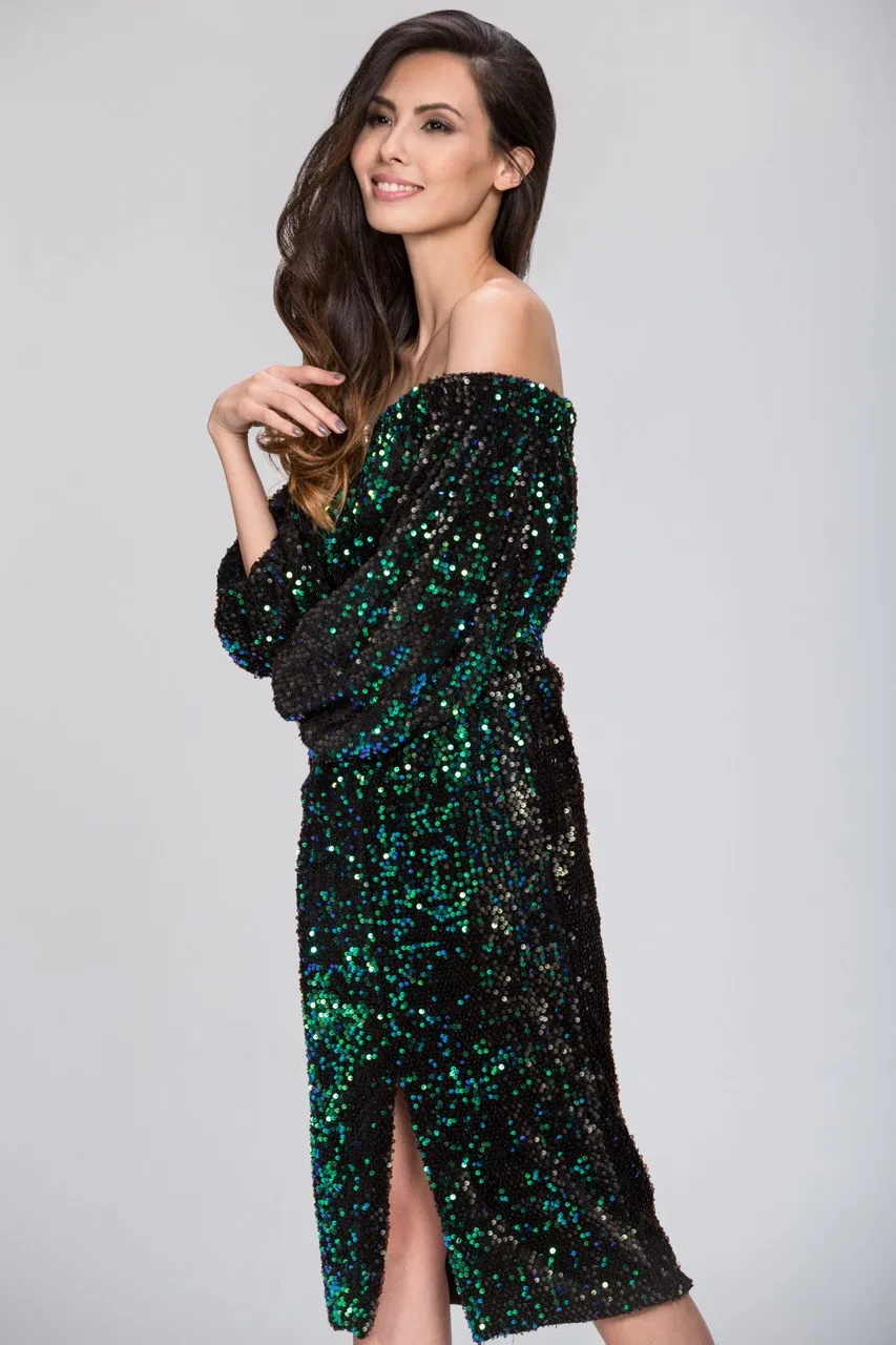 Deema Al Asadi - Sequined off the Shoulder Dress