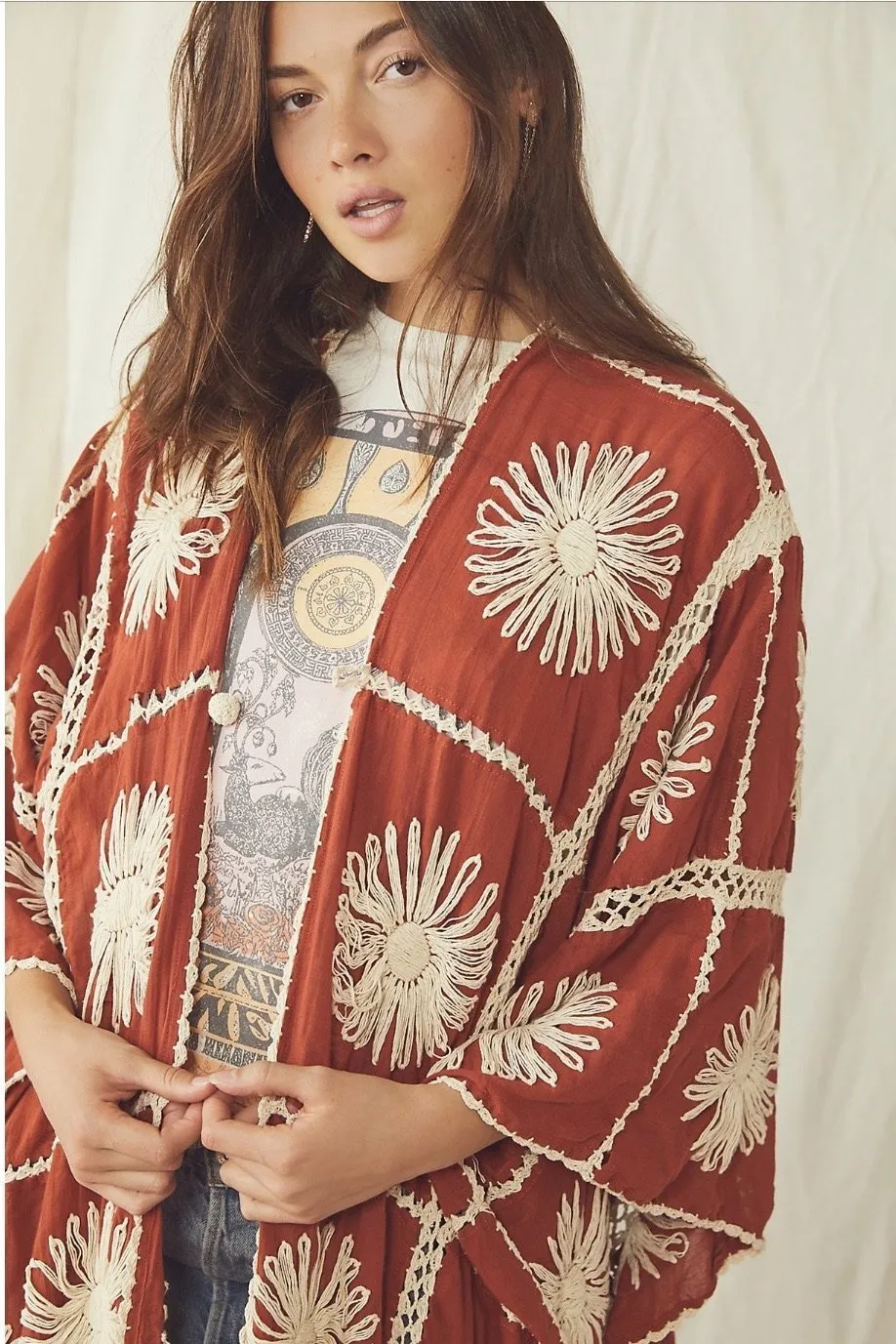 FLORA CROCHET KIMONO X FREE PEOPLE