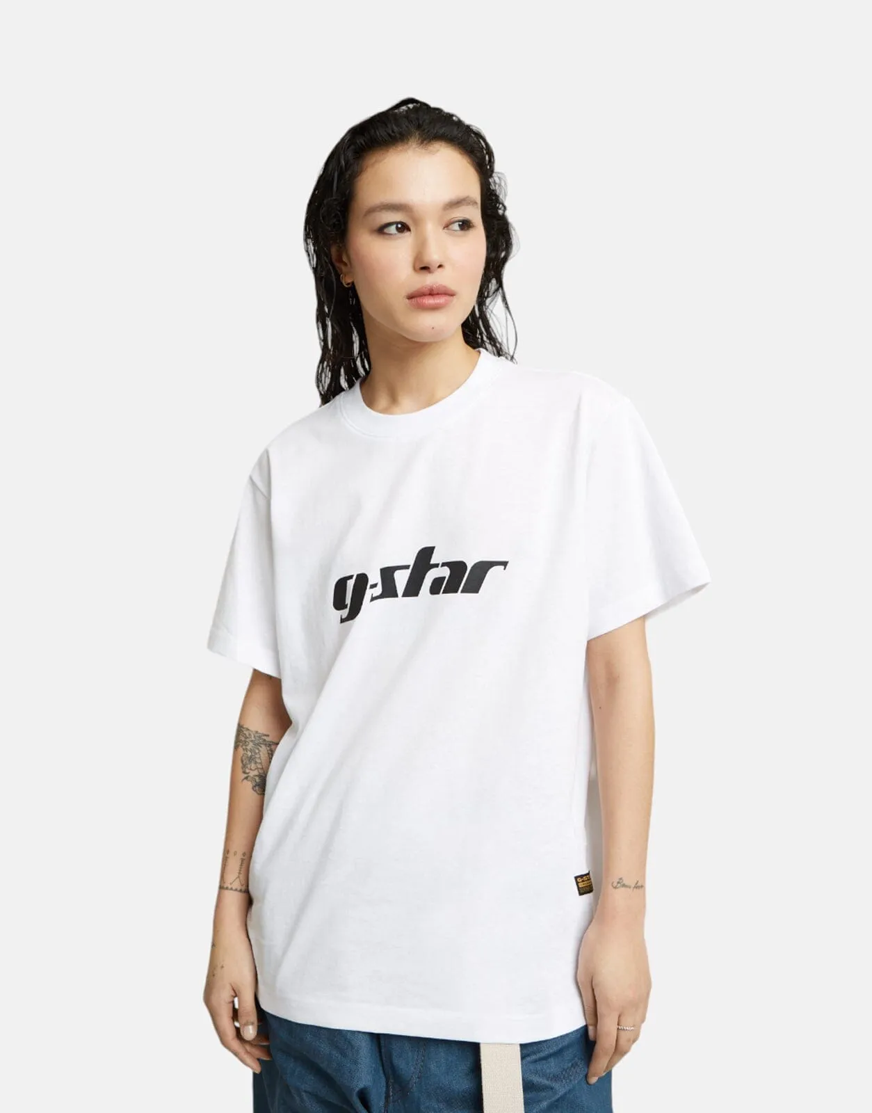 G-Star RAW Cursive Script Loose T-Shirt White