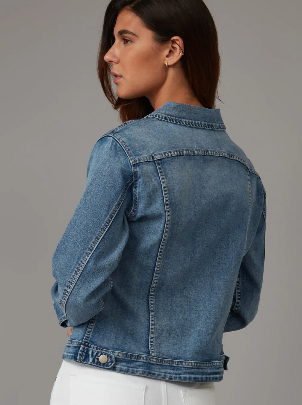 Gabriella-LBD Classic Denim Jacket - Light Blue Distressed