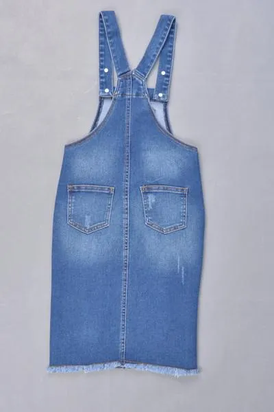 GIRLS Distressed Denim Overalls (Indigo)