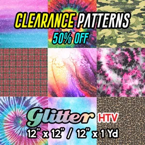 Glitter Patterned HTV (12" x 12"/ 12" x 1 Yd) CLEARANCE *50% off*